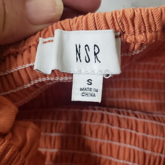 New NSR smocked orange midi ruffled straps sun dress size small - Picture 9 of 12